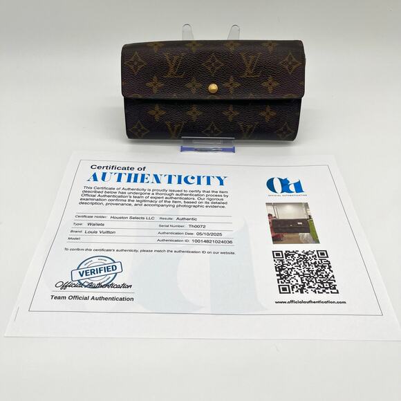 LOUIS VUITTON Monogram Leather Long Wallet with CERTIFICATE of AUTHENTICATION - Picture 3 of 16